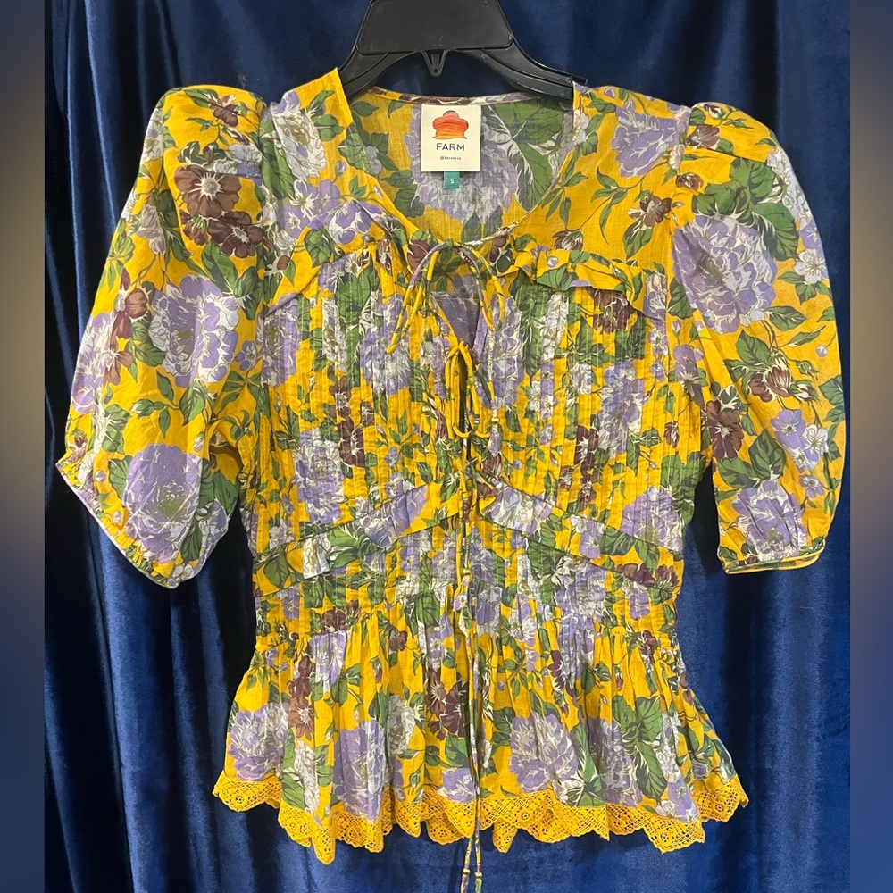 FARM Rio Yellow and Purple Floral Blouse